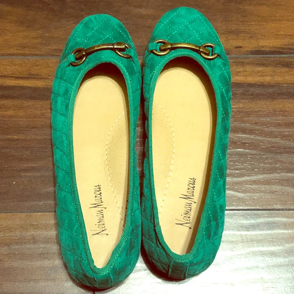 Neiman Marcus Green ballerina flats